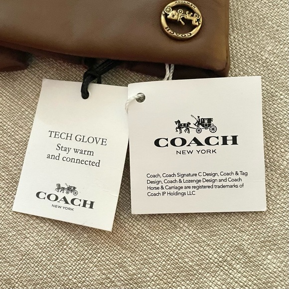 Coach Saddle Horse & Carriage Plaque Wool & Leather Tech Gloves - Picture 6 of 8